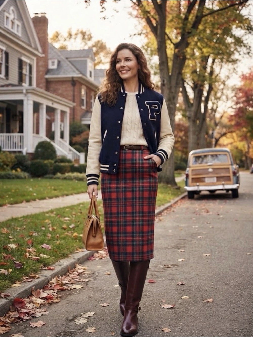 Pendleton Red and Green Tartan Midi Pencil Skirt size 16 vintage